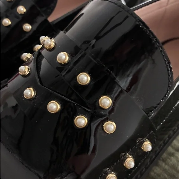 Stuart weitzman Patent Black Studded Loafers - Picture 2 of 11